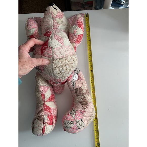 Vintage Hand Stitched Patchwork Quilt Bunny Rabbit Doll Folk Art Farmhouse - Picture 7 of 7